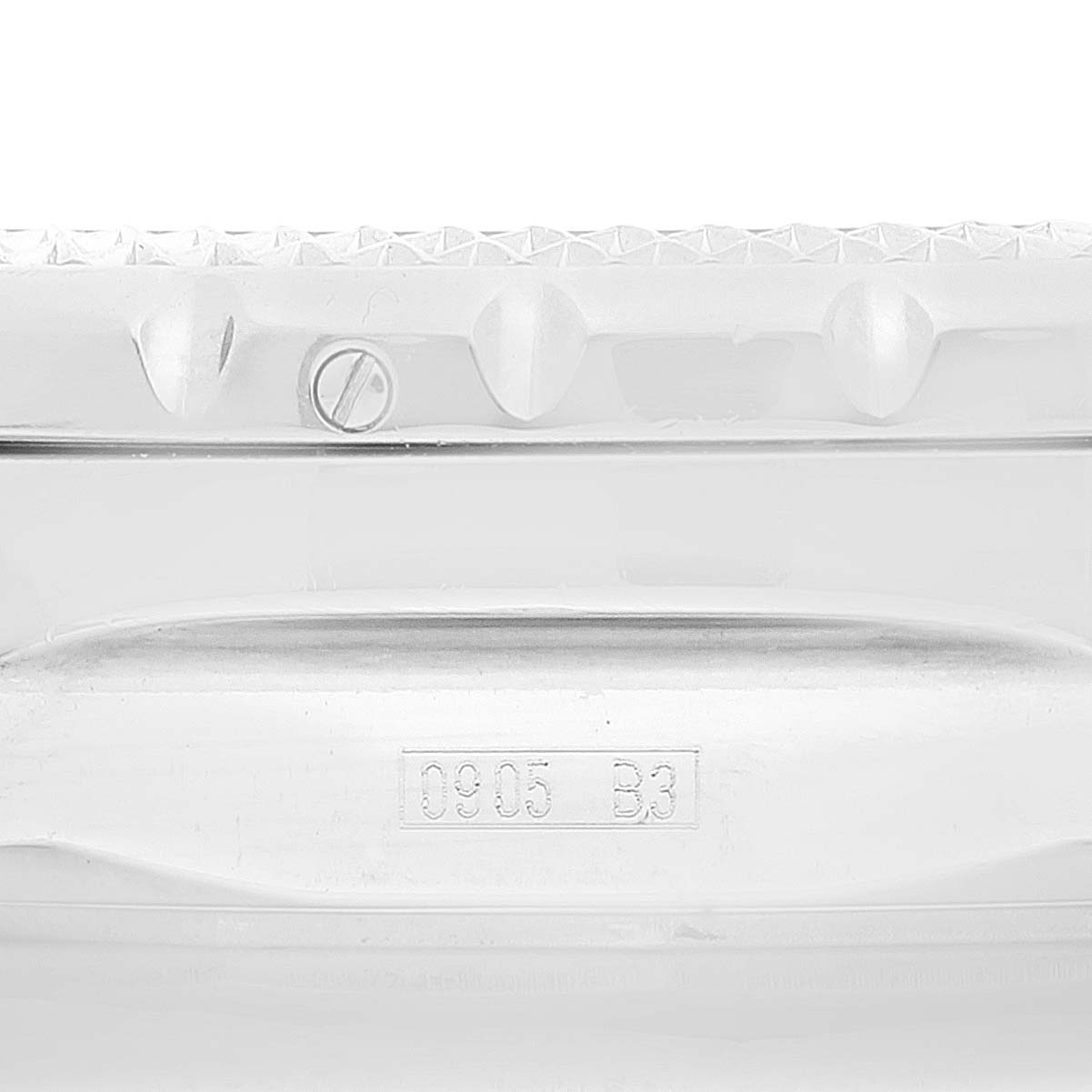 This image shows a close-up of the Bentley model watch by Breitling, focusing on the edge of the case and side details.