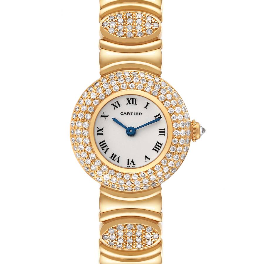 Cartier Colisee Clasque d'Or Yellow Gold Silver Dial Diamond Ladies Watch SwissWatchExpo