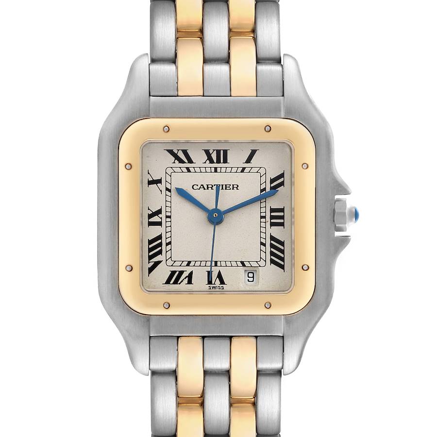 Cartier Panthere Large Steel Yellow Gold Two Row Ladies Watch W25028B6 SwissWatchExpo