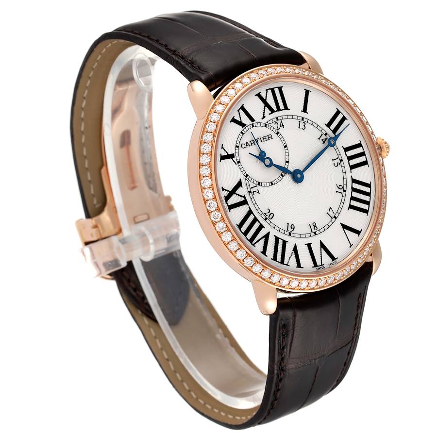 Cartier Ronde Louis Rose Gold Diamond Bezel Mens Watch WR007001 ...