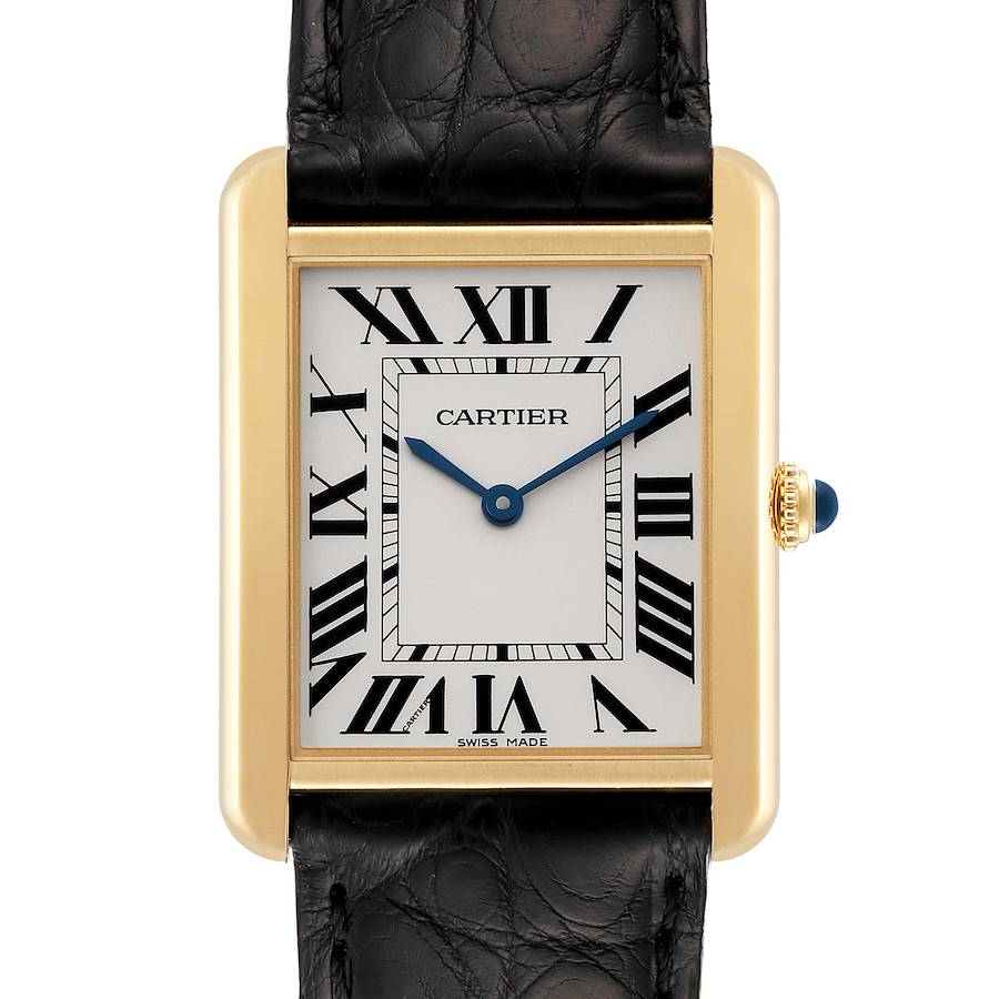 Cartier Tank Solo Large Yellow Gold Steel Mens Watch W5200004 SwissWatchExpo