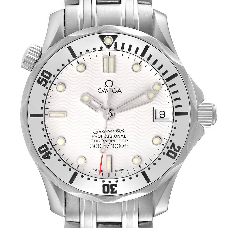 Omega Seamaster Midsize Steel White Dial Mens Watch 2552.20.00 SwissWatchExpo