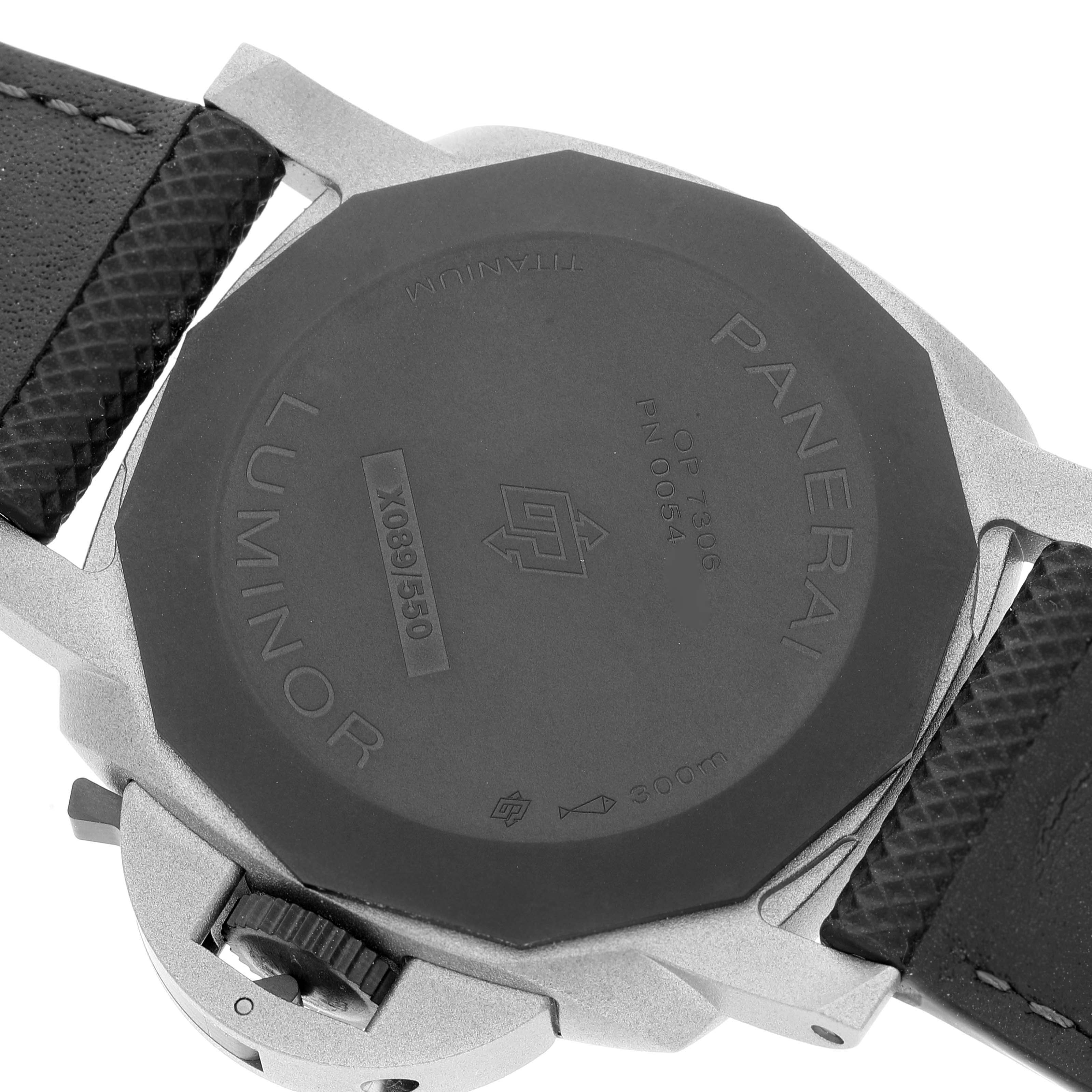The image shows the case back and part of the strap of a Panerai Luminor PAM01662 Men's Titanium Grey Dial PAM01662 Men's Titanium Grey Dial watch, viewed from the rear.
