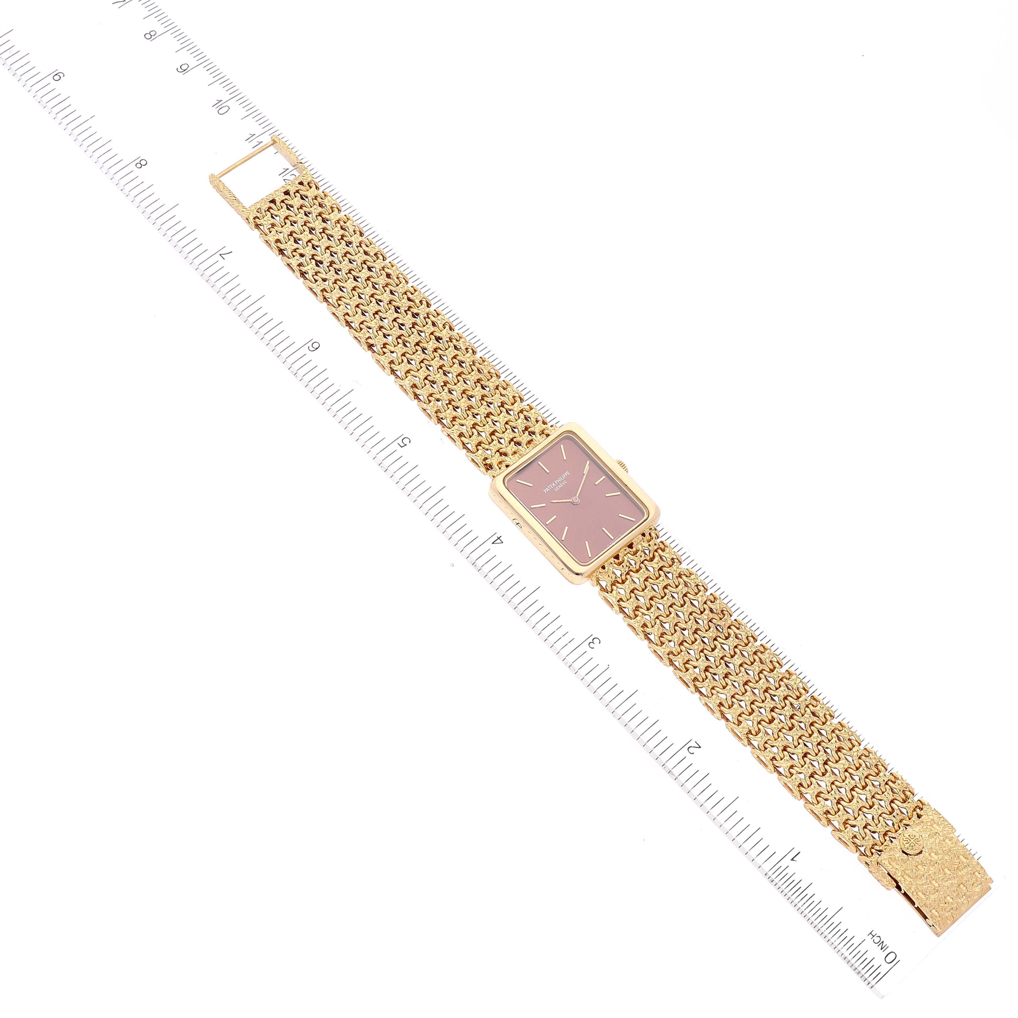 Patek Philippe 18k Yellow Gold Reddish Brown Dial Ladies Watch 4224 ...