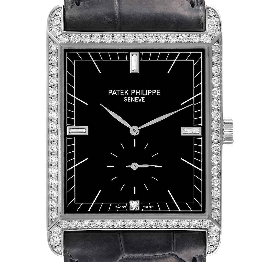 Patek Philippe Gondolo White Gold Black Dial Diamond Mens Watch 5112 SwissWatchExpo