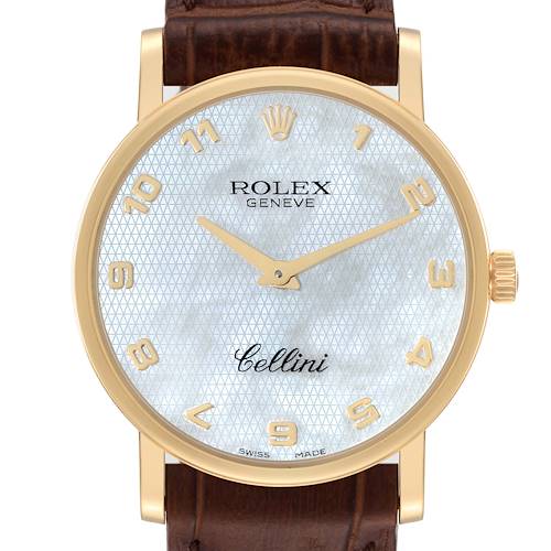 Photo of Rolex Cellini Classic Yellow Gold Mother of Pearl Dial Mens Watch 5115 Card