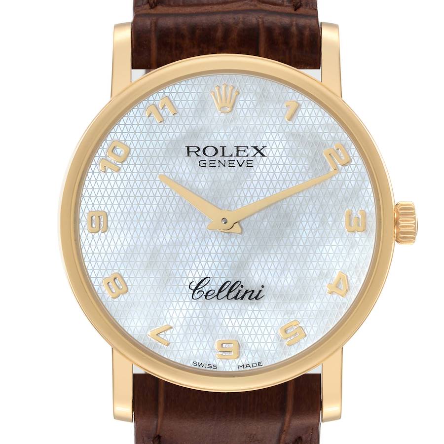 Rolex Cellini Classic Yellow Gold Mother of Pearl Dial Mens Watch 5115 Card SwissWatchExpo