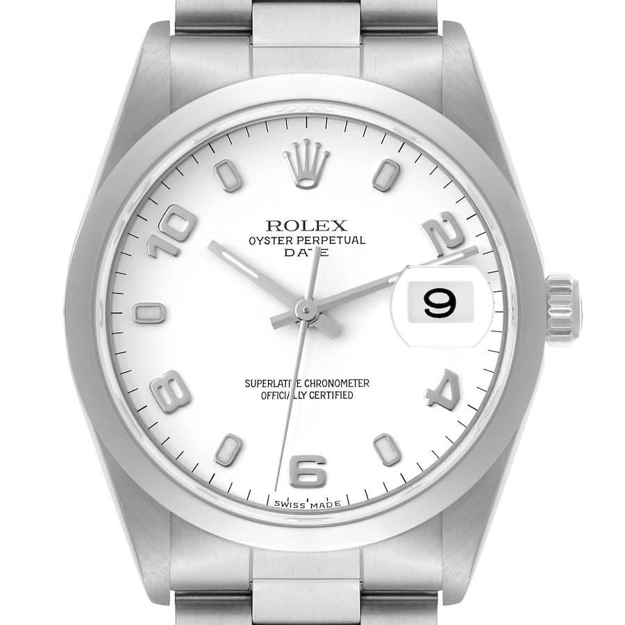 Rolex Date White Dial Oyster Bracelet Steel Mens Watch 15200 Box Papers SwissWatchExpo