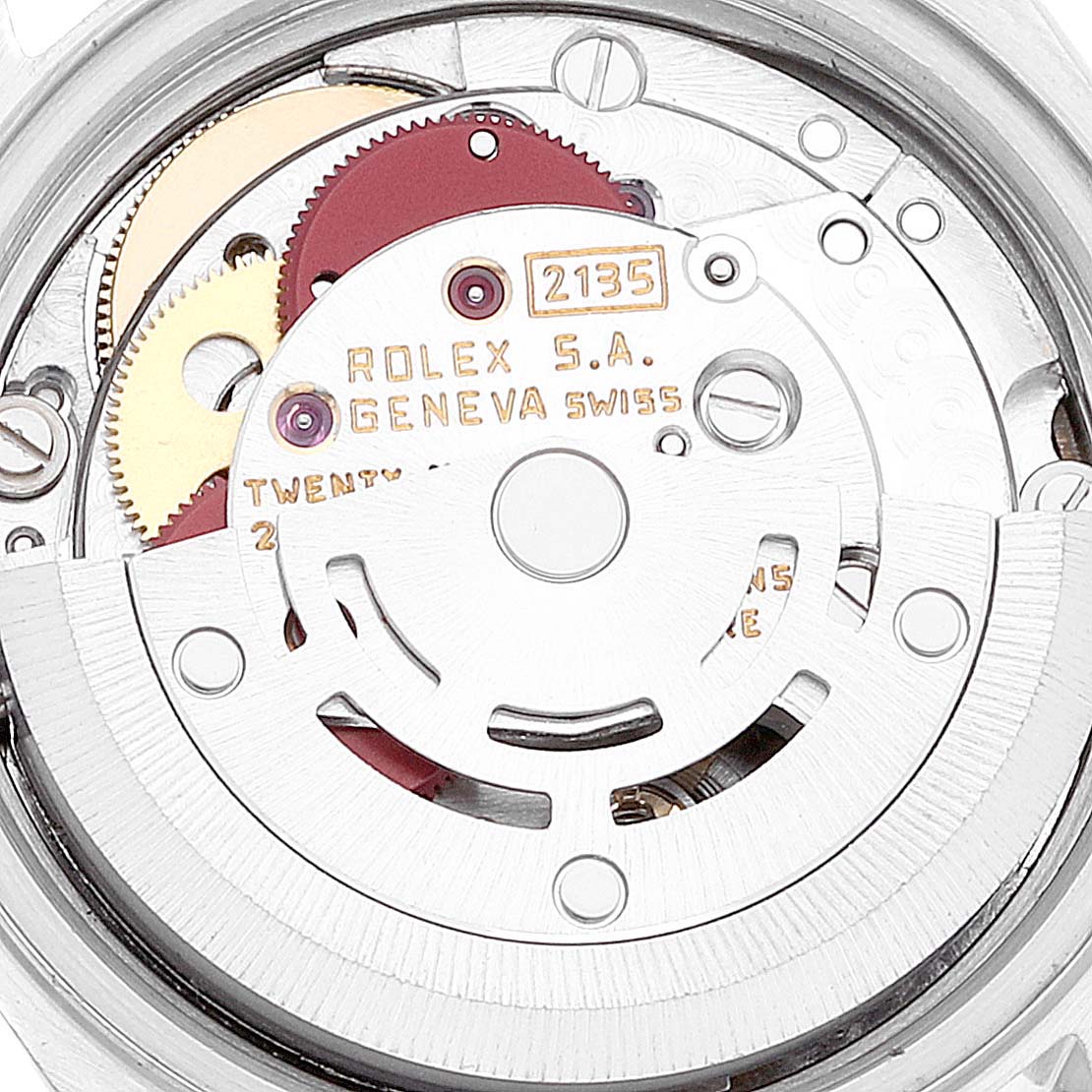 This image shows the internal mechanical movements of a Rolex Datejust 69173 Women's Steel and Gold (two tone) Champagne Dial 69173 Women's Steel and Gold (two tone) Champagne Dial watch, highlighting gears and inscriptions.