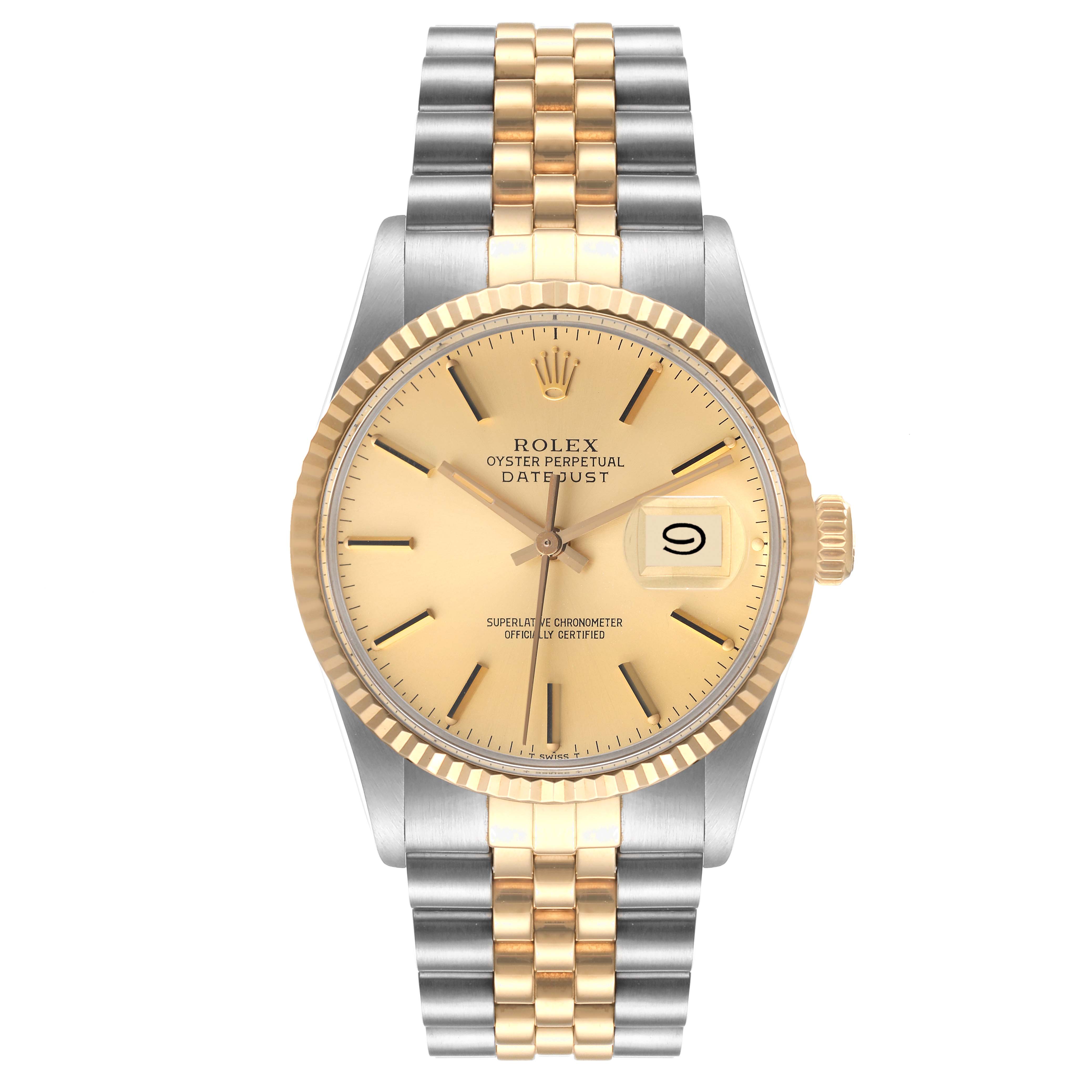 Rolex Datejust 36 Steel Yellow Gold Champagne Dial Vintage Mens Watch ...