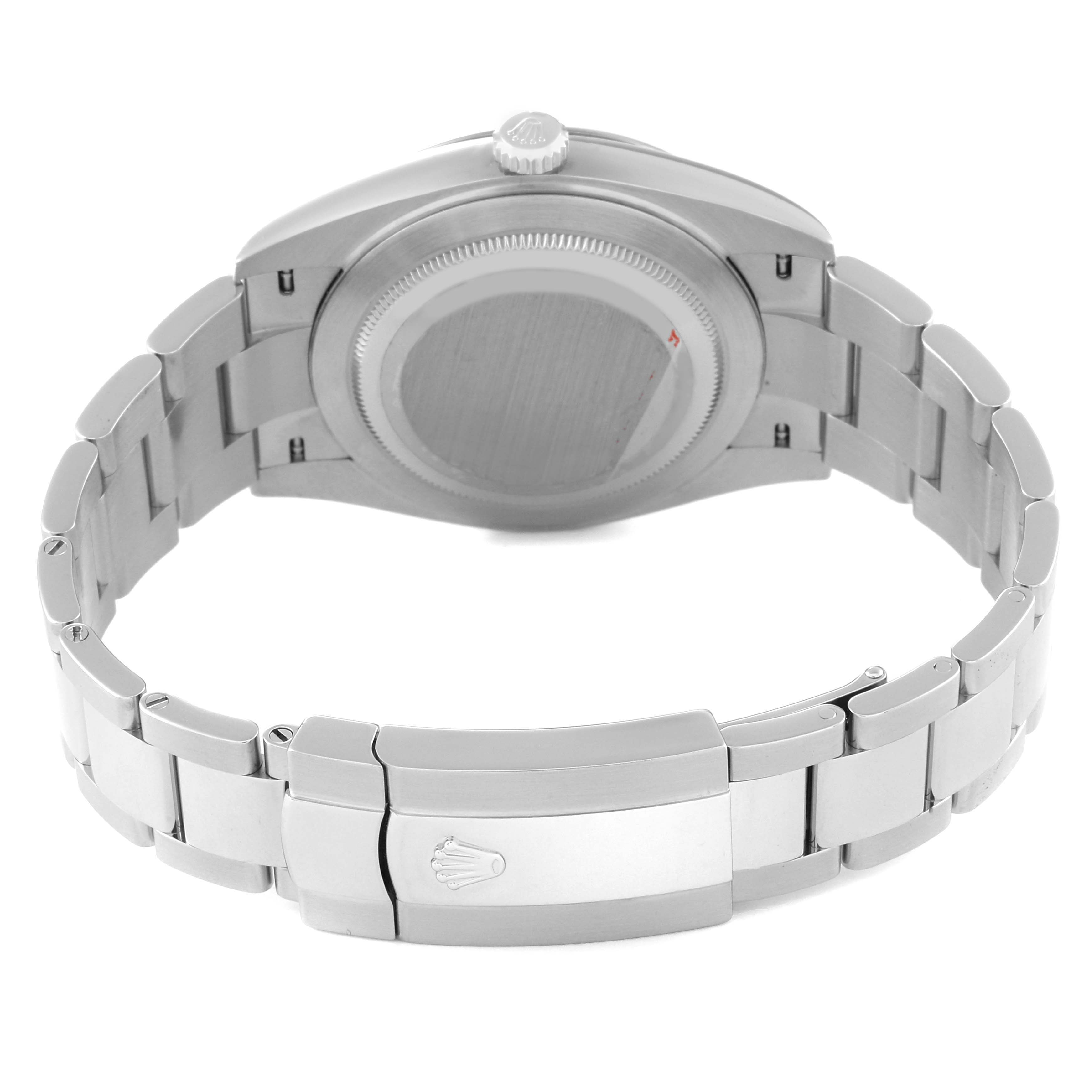 This image shows the back view of the Rolex Datejust 41 126334 Men's Stainless Steel White Dial 126334 Men's Stainless Steel White Dial watch, focusing on the case back and bracelet clasp.