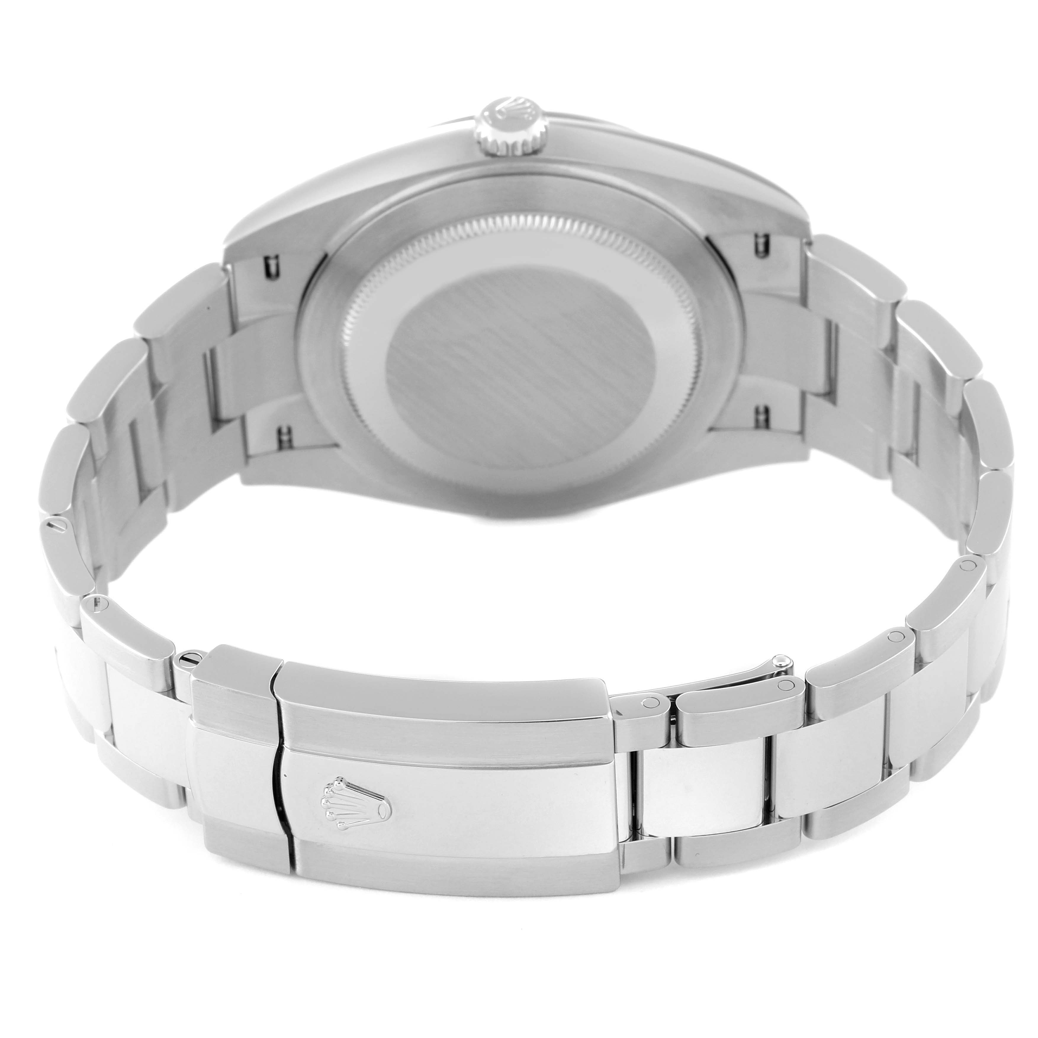 This image shows the back view of the Rolex Datejust 41 126334 Men's Stainless Steel Blue Dial 126334 Men's Stainless Steel Blue Dial watch, highlighting the bracelet and clasp.