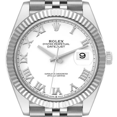 Photo of Rolex Datejust 41 White Dial Steel Mens Watch 126334 Box Card