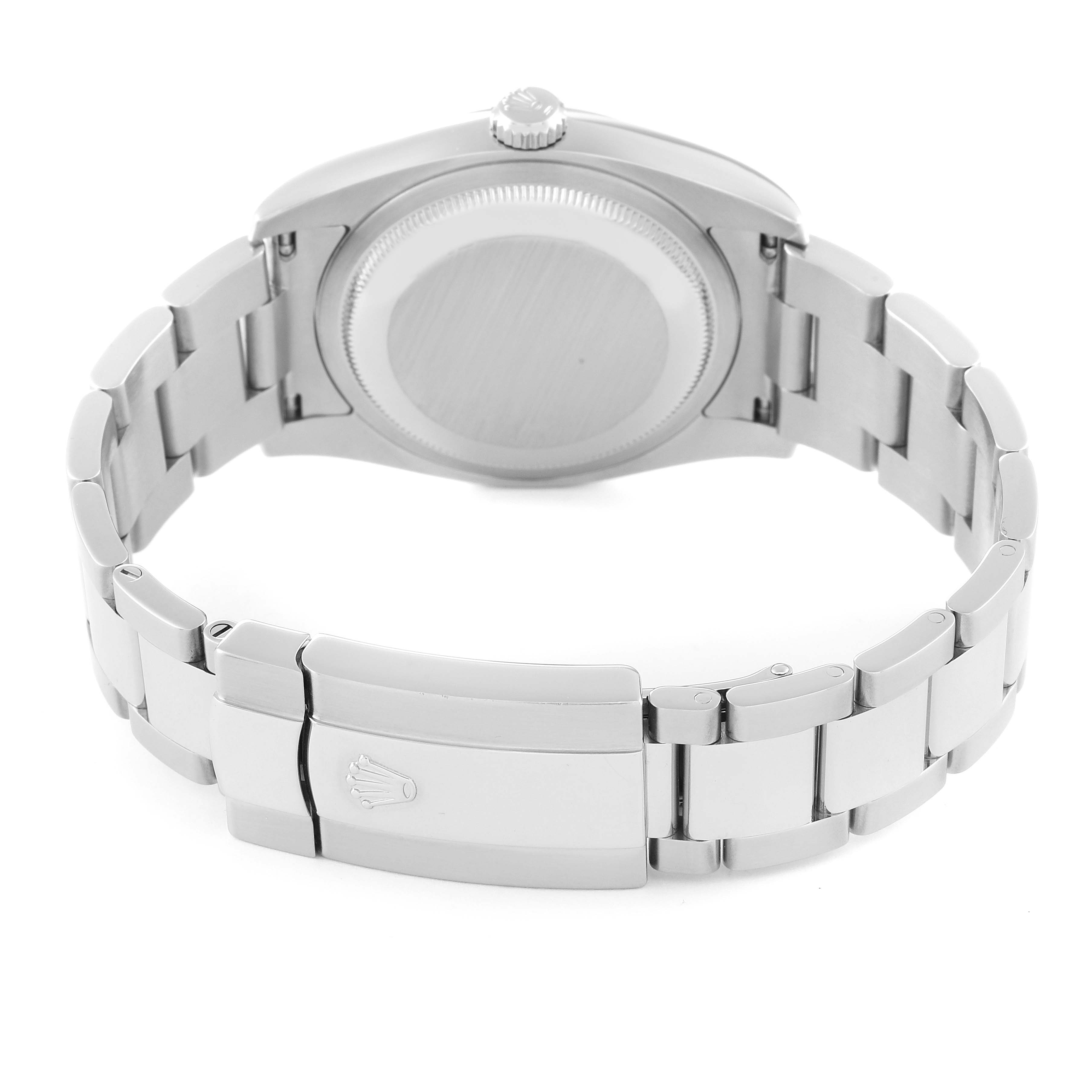 The image shows the back side and bracelet of a Rolex Datejust 116200 Men's Stainless Steel Blue Dial 116200 Men's Stainless Steel Blue Dial watch.