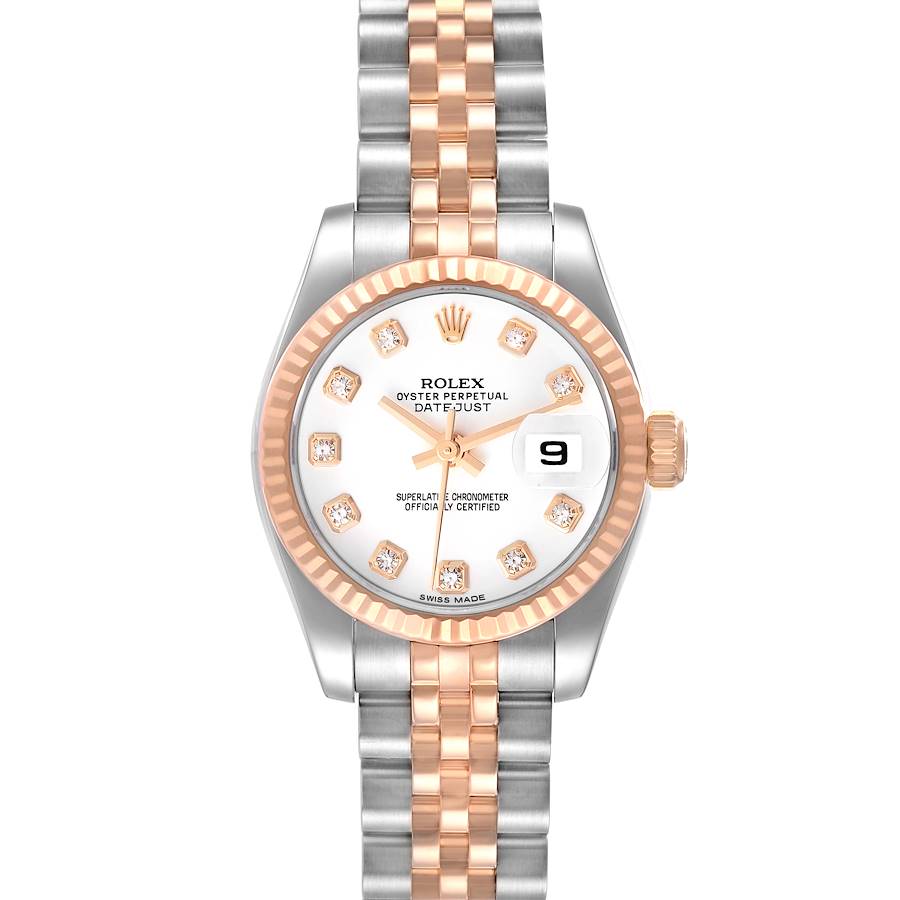 Rolex Datejust Rose Gold Steel Diamond Ladies Watch 179171 SwissWatchExpo