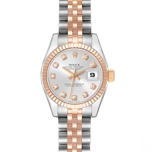 Photo of Rolex Datejust Steel Rose Gold Silver Diamond Dial Ladies Watch 179171