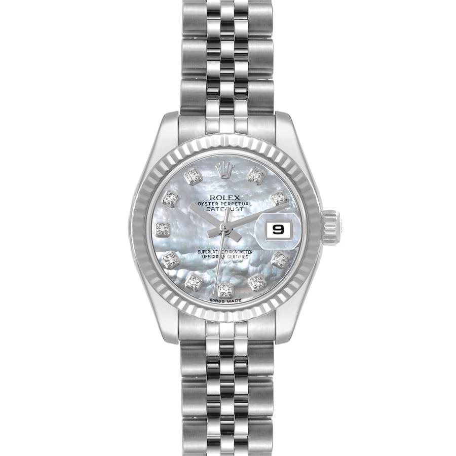 Rolex Datejust Steel White Gold MOP Diamond Dial Ladies Watch 179174 Box Card SwissWatchExpo