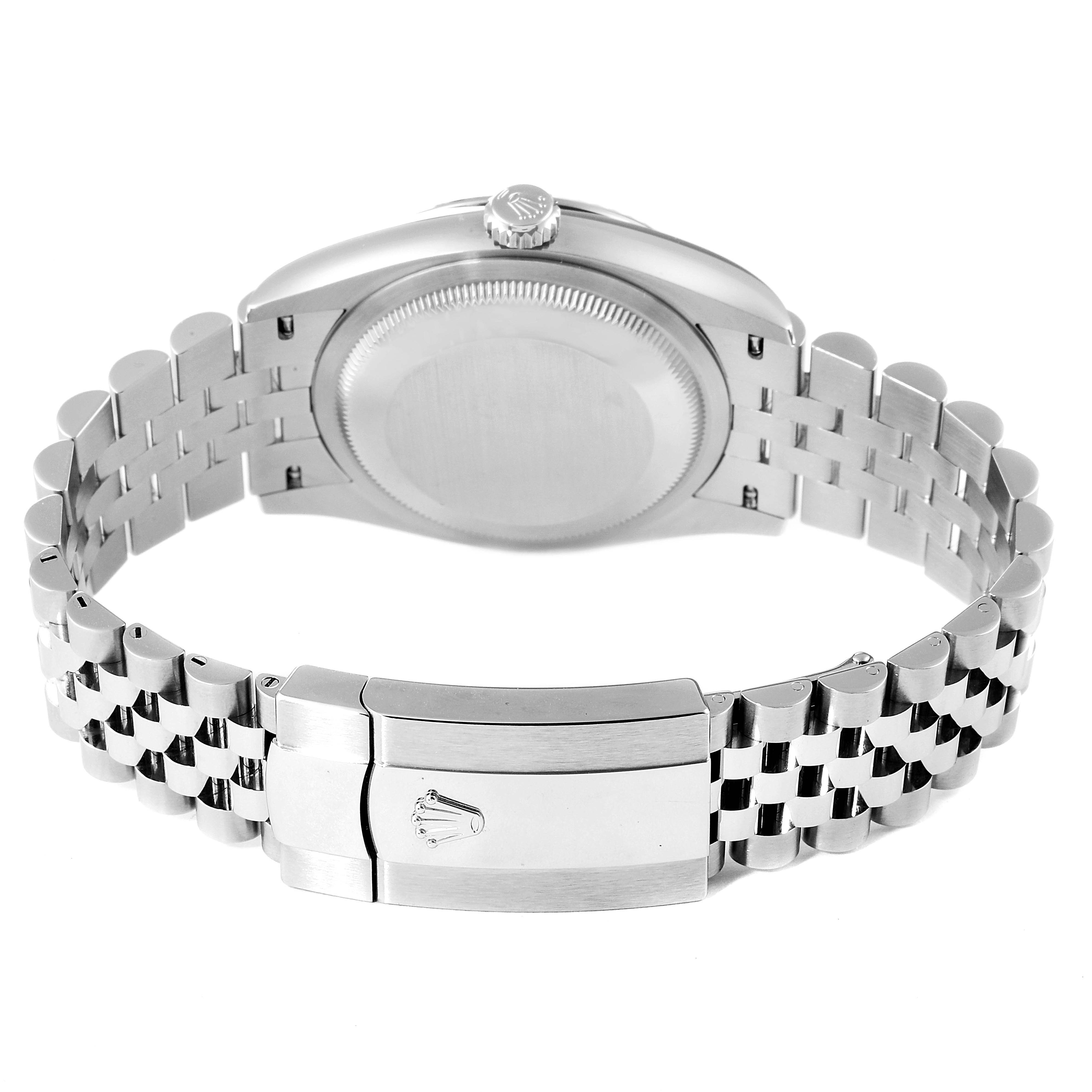 This image shows the back view of a Rolex Datejust 126234 Men's Stainless Steel Silver Dial 126234 Men's Stainless Steel Silver Dial watch, highlighting its bracelet and clasp.
