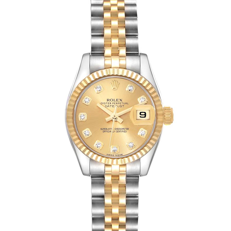 Rolex Datejust Steel Yellow Gold Diamond Dial Ladies Watch 179173 Box Card SwissWatchExpo