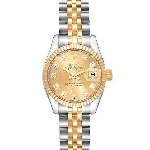 Photo of Rolex Datejust Steel Yellow Gold Diamond Dial Ladies Watch 179173 Box Card