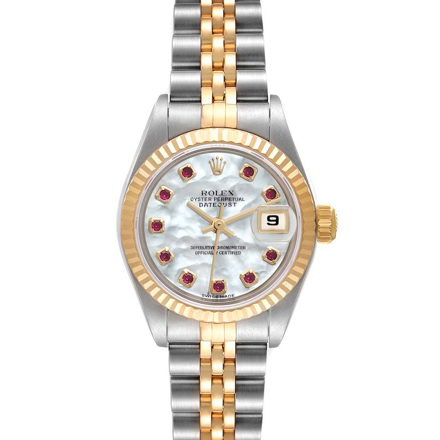 Rolex Datejust Steel Yellow Gold MOP Ruby Ladies Watch 79173 Box Papers SwissWatchExpo