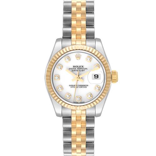 Photo of Rolex Datejust Steel Yellow Gold White Diamond Dial Ladies Watch 179173