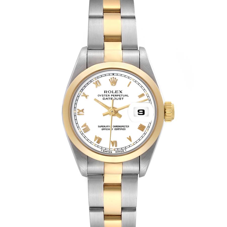 Rolex Datejust Steel Yellow Gold White Roman Dial Ladies Watch 69163 SwissWatchExpo