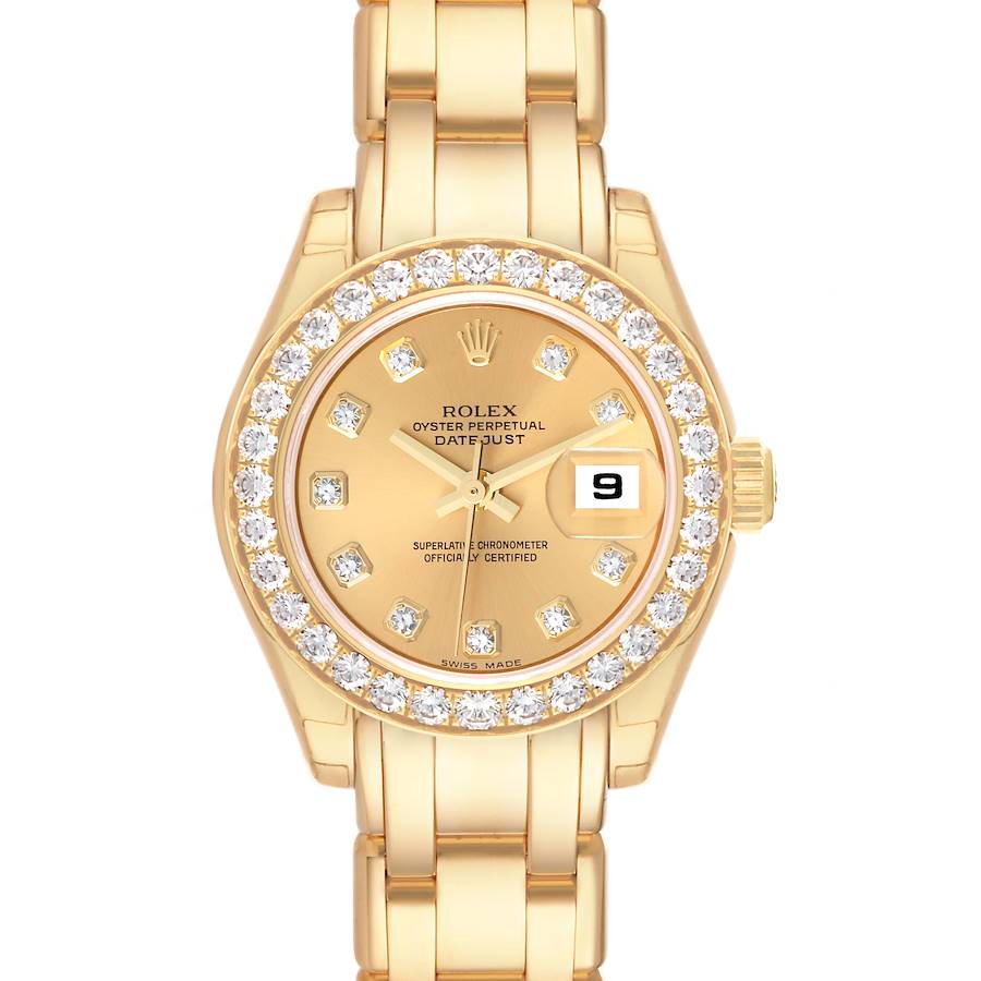 Rolex Pearlmaster Yellow Gold Diamond Ladies Watch 80298 Unworn NOS SwissWatchExpo