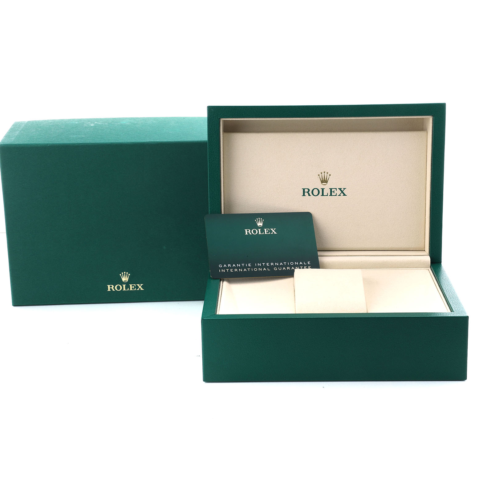 The image shows the packaging and warranty card for a Rolex Sky-Dweller 336934 Men's Stainless Steel Green Dial.