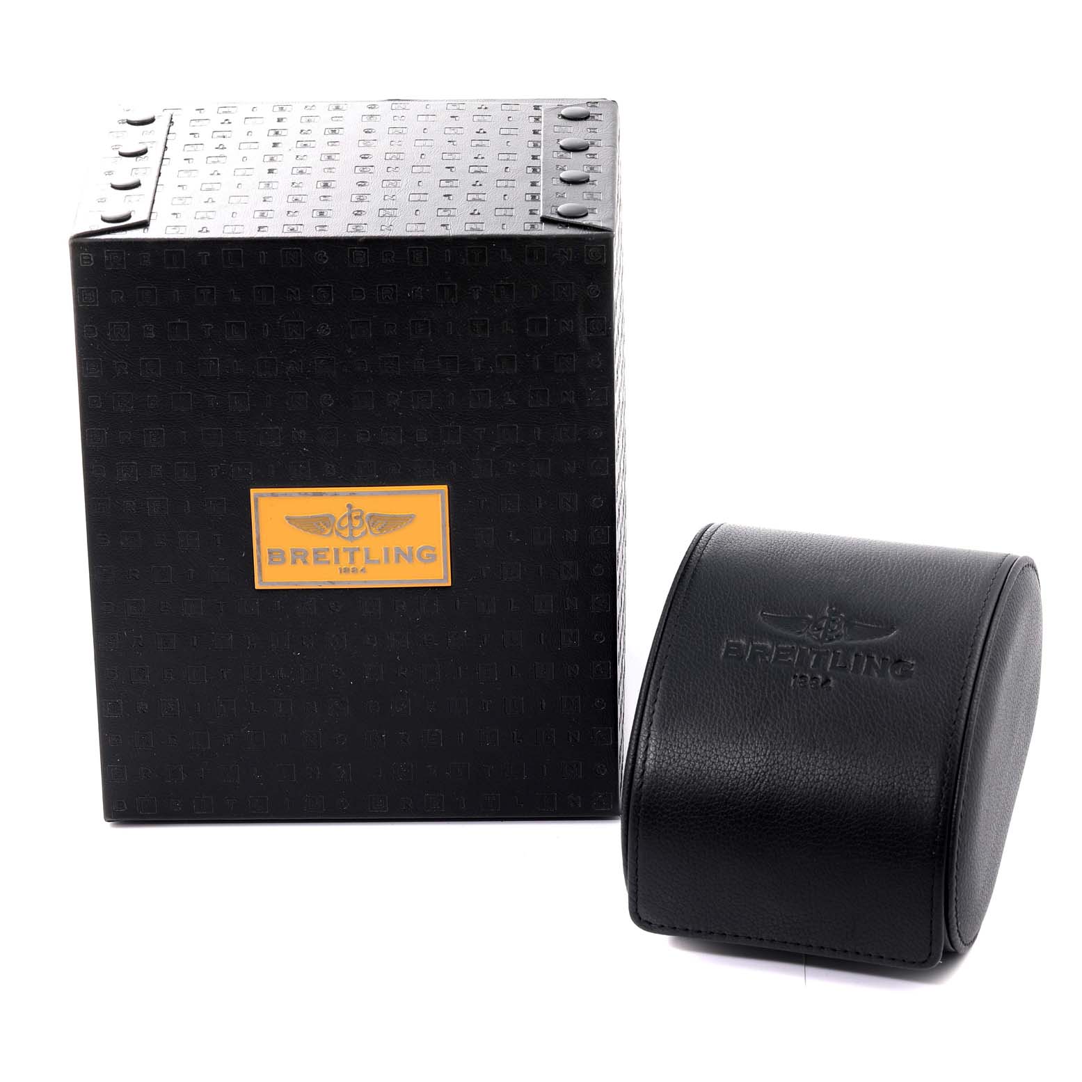 The image shows the packaging and carrying case for a Bentley model by Breitling, viewed from the front.