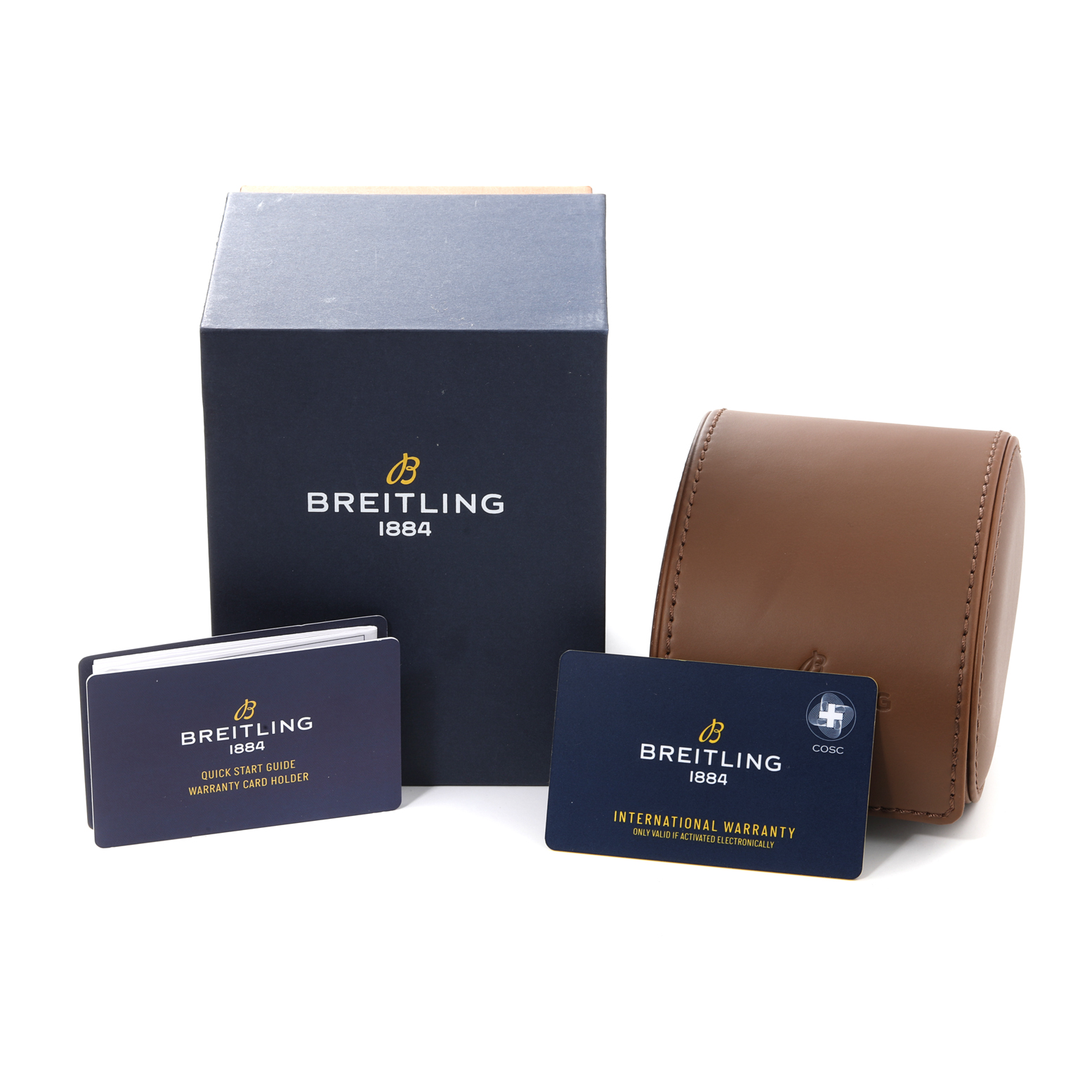 Breitling Professional Series X82310 Men's Titanium Black Dial X82310 Men's Titanium Black Dial watch accessories include a warranty card, Quick Start Guide, storage case, and branded box.
