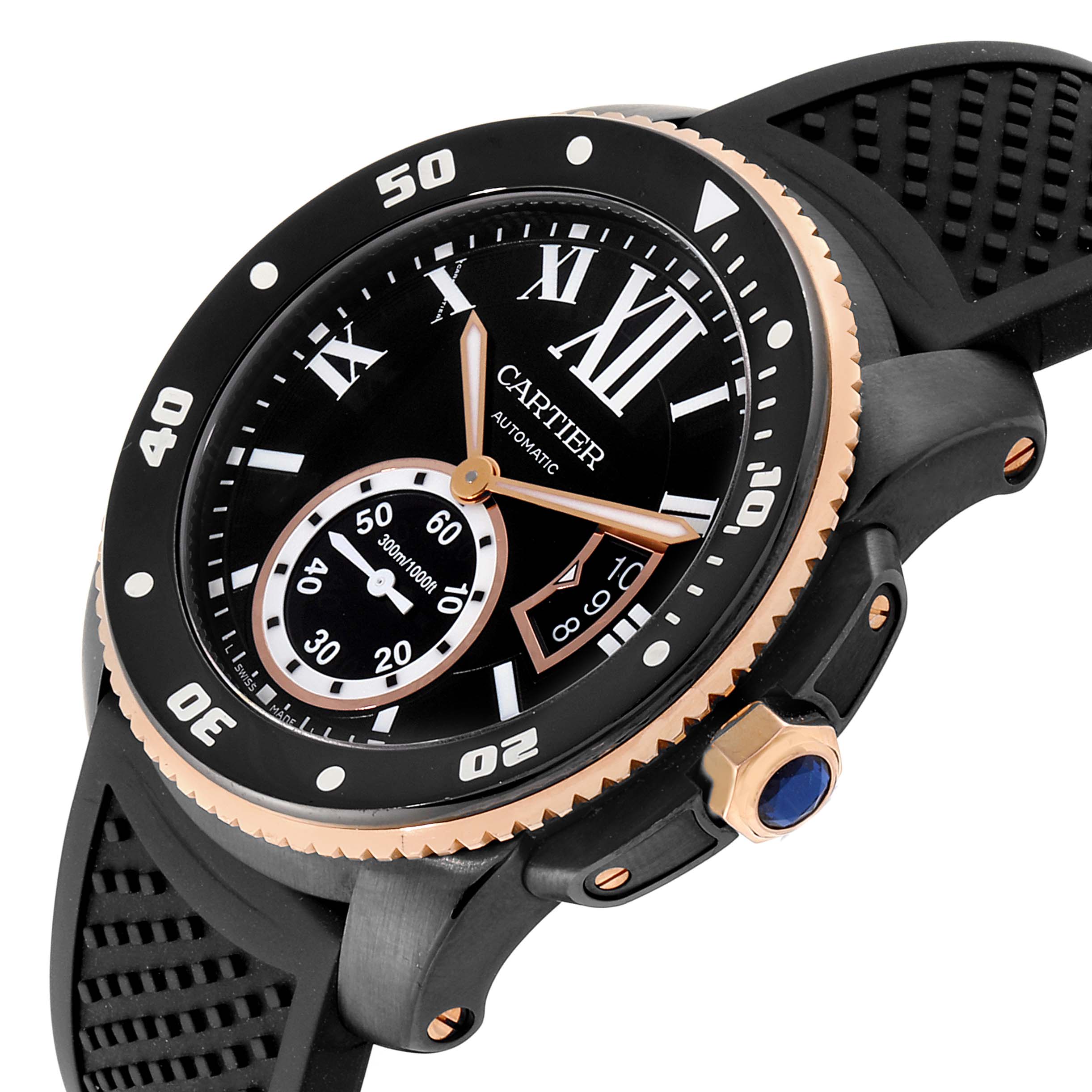 calibre de cartier carbon diver watch
