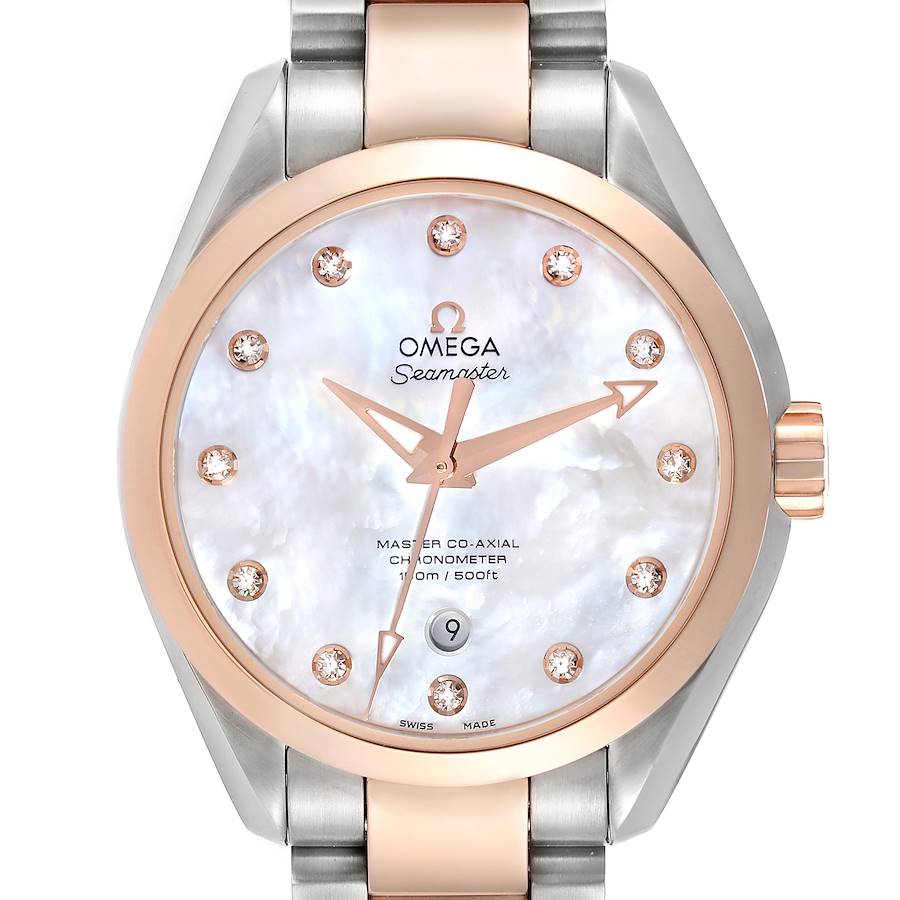 Omega Aqua Terra Rose Gold MOP Diamond Ladies Watch 231.20.34.20.55.001 Unworn SwissWatchExpo