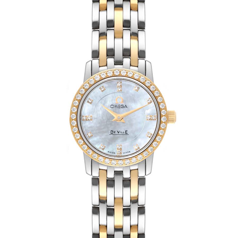 Omega DeVille Mother Of Pearl Diamond Steel Yellow Gold Ladies Watch 4375.75.00 Card SwissWatchExpo