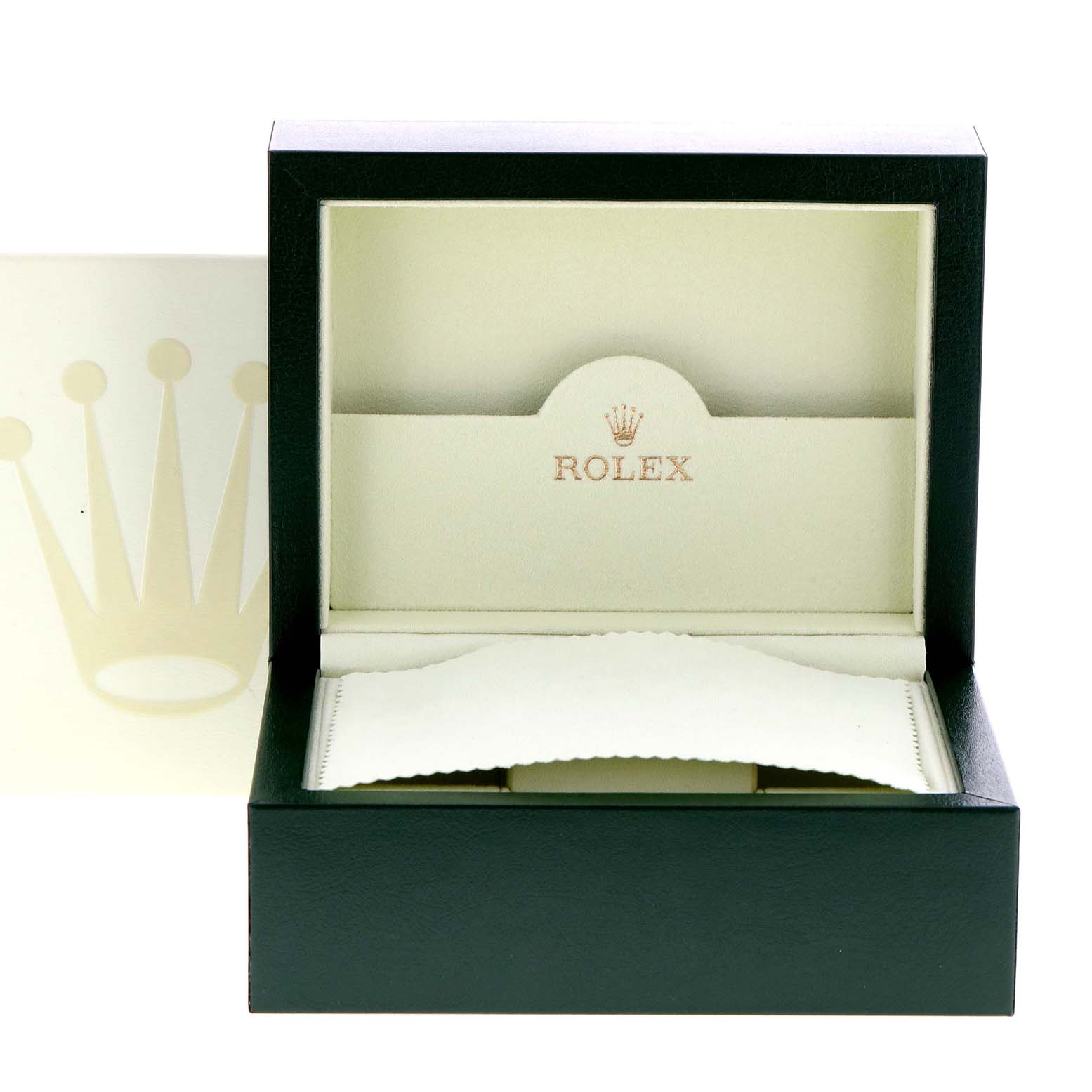 The image shows an empty box for a Rolex Cellini 6673 Women's White Gold Silver Dial 6673 Women's White Gold Silver Dial watch, featuring the inner lining and branding.
