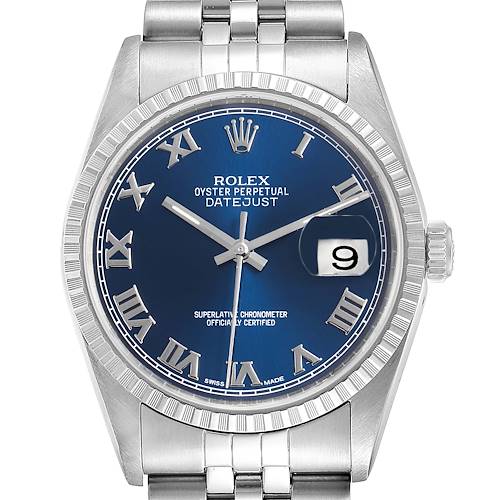 Photo of Rolex Datejust 36 Blue Roman Dial Steel Mens Watch 16220