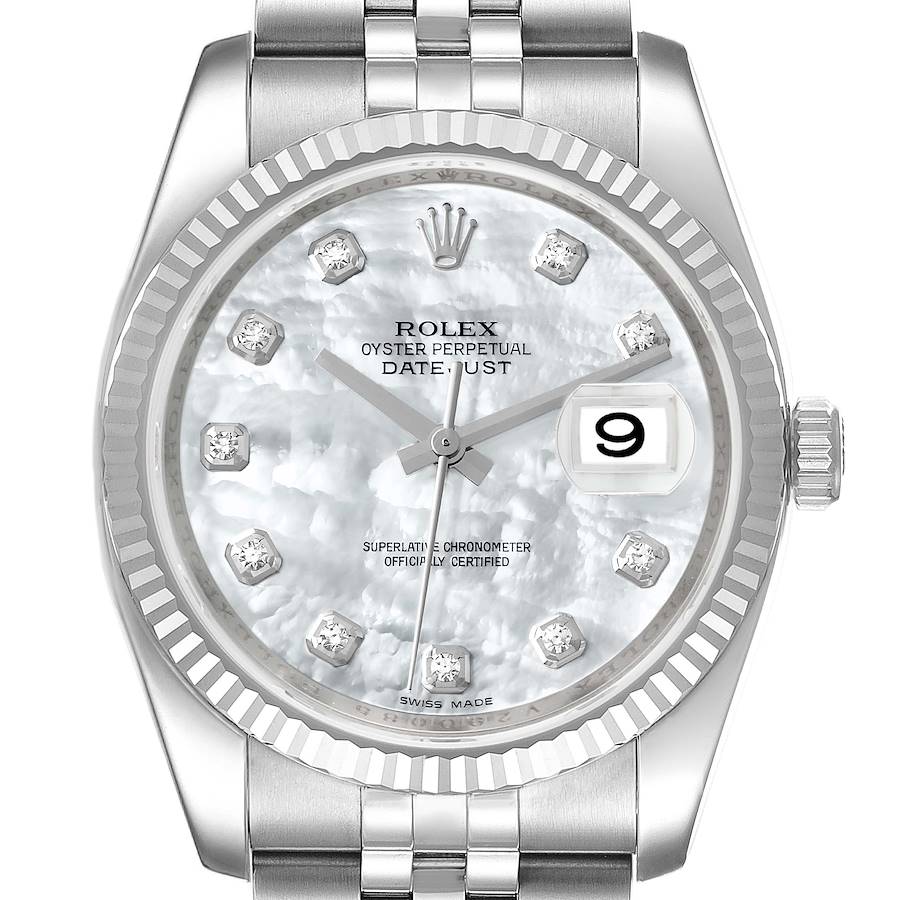 Rolex Datejust 36 Mother of Pearl Diamond Dial Mens Watch 116234 SwissWatchExpo