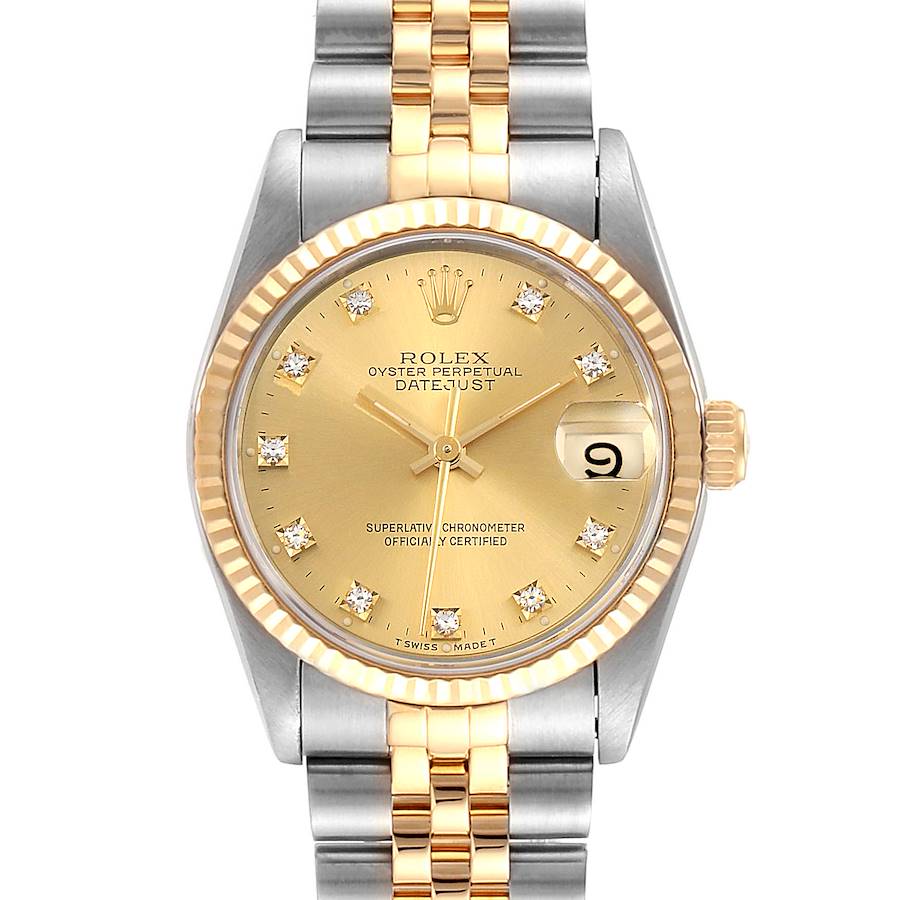 Rolex Datejust Midsize 31 Steel Yellow Gold Diamond Ladies Watch 68273 Box Papers SwissWatchExpo