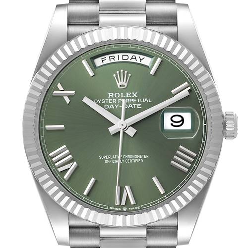 Photo of Rolex President Day-Date 40 Green Dial White Gold Mens Watch 228239 Unworn
