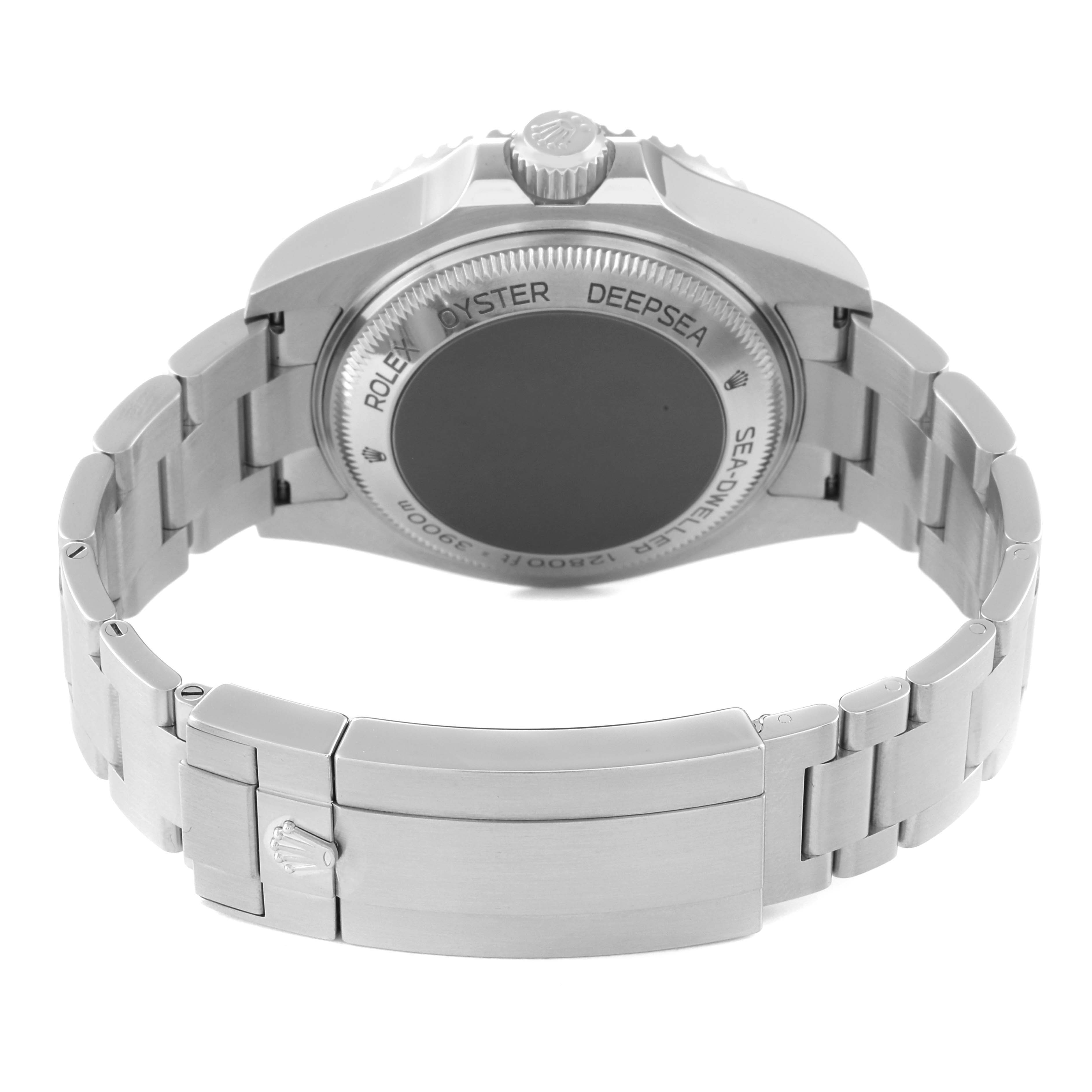 The image shows the back case and bracelet of a Rolex Sea-Dweller 126660 Men's Stainless Steel Blue Dial 126660 Men's Stainless Steel Blue Dial watch from a rear angle.