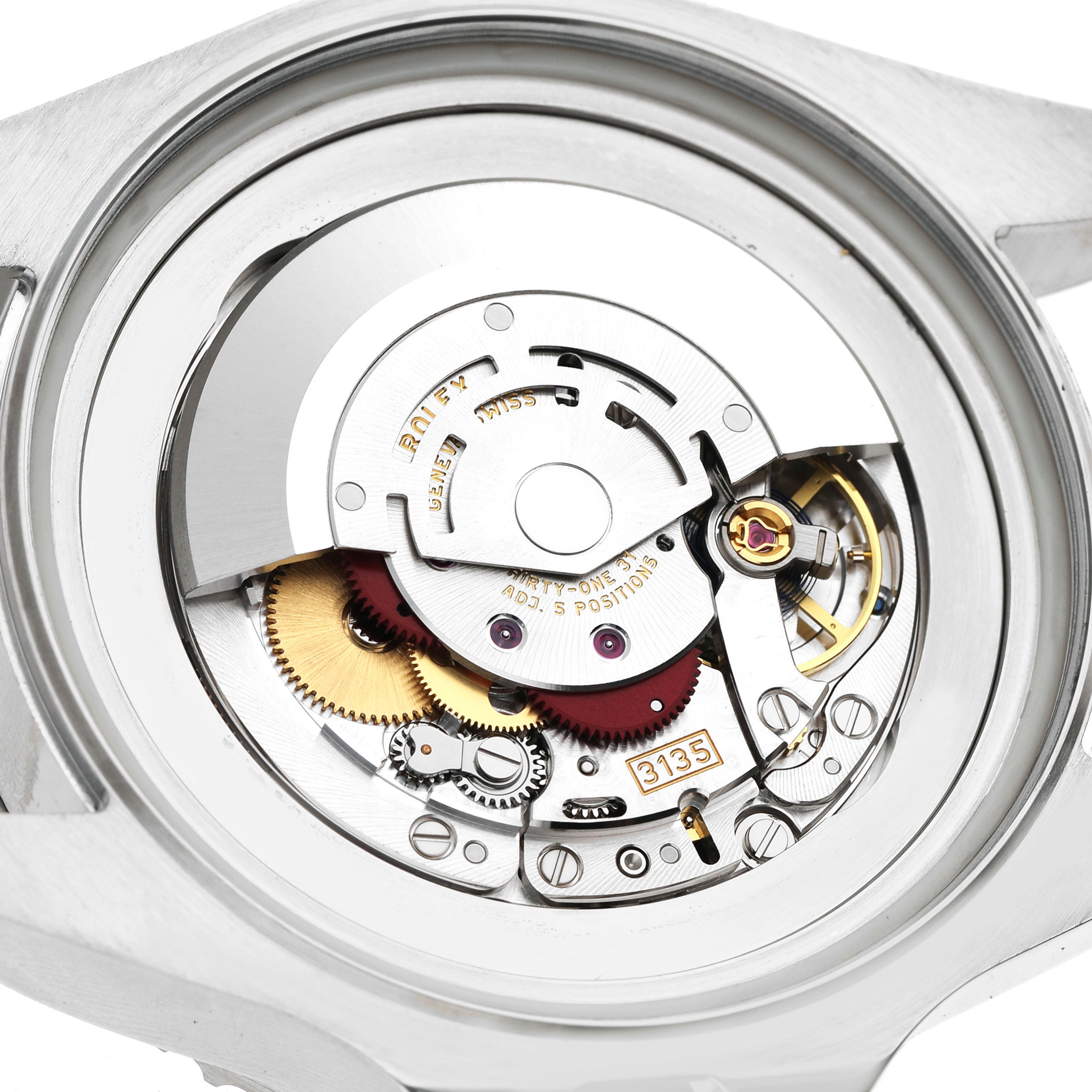 This image shows the internal mechanism of the Rolex Sea-Dweller 116660 Men's Stainless Steel Blue Dial watch, highlighting its intricate gears and rotor from the back.