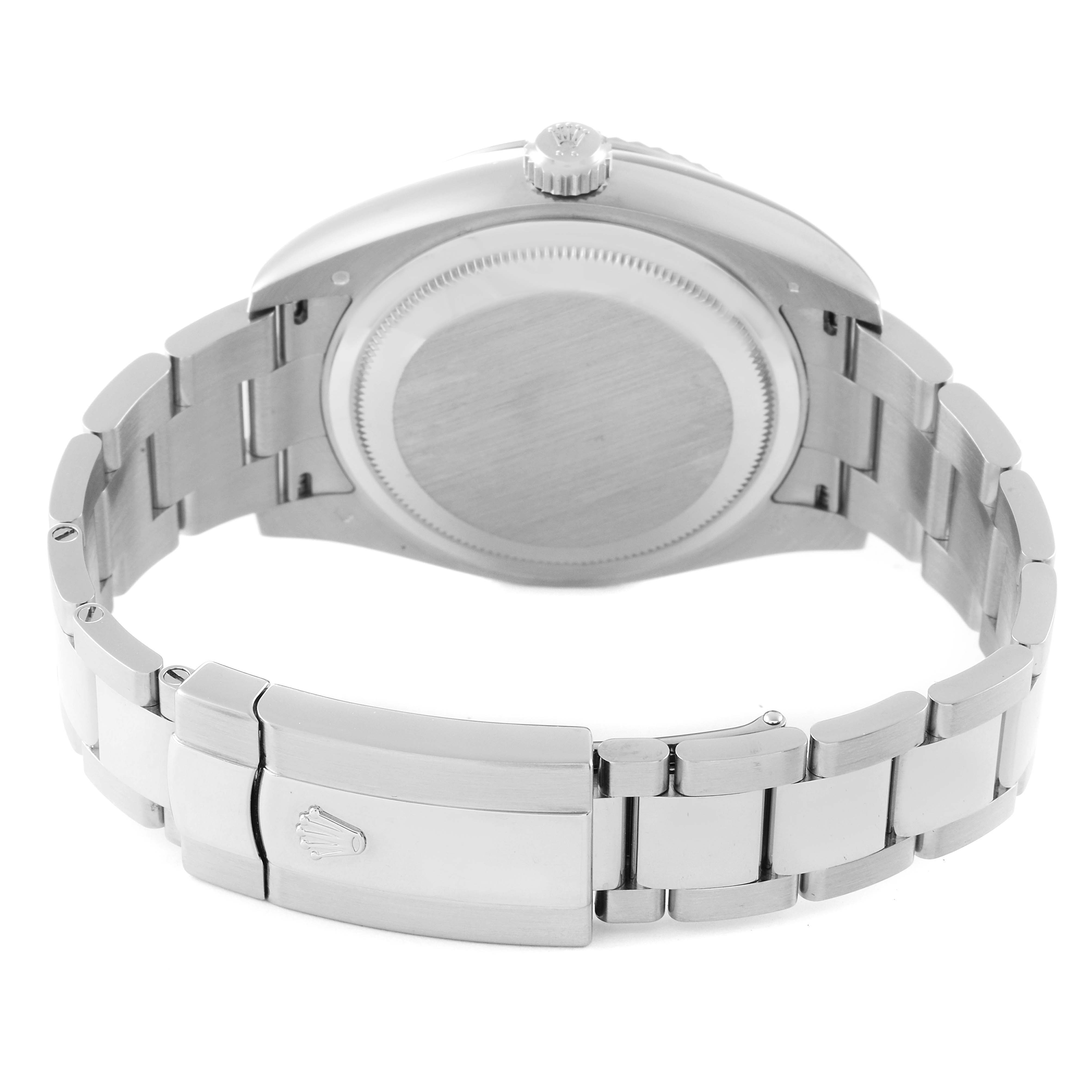 This image shows the back and bracelet of the Rolex Sky-Dweller 326939 Men's White Gold White Dial 326939 Men's White Gold White Dial watch from a rear angle.