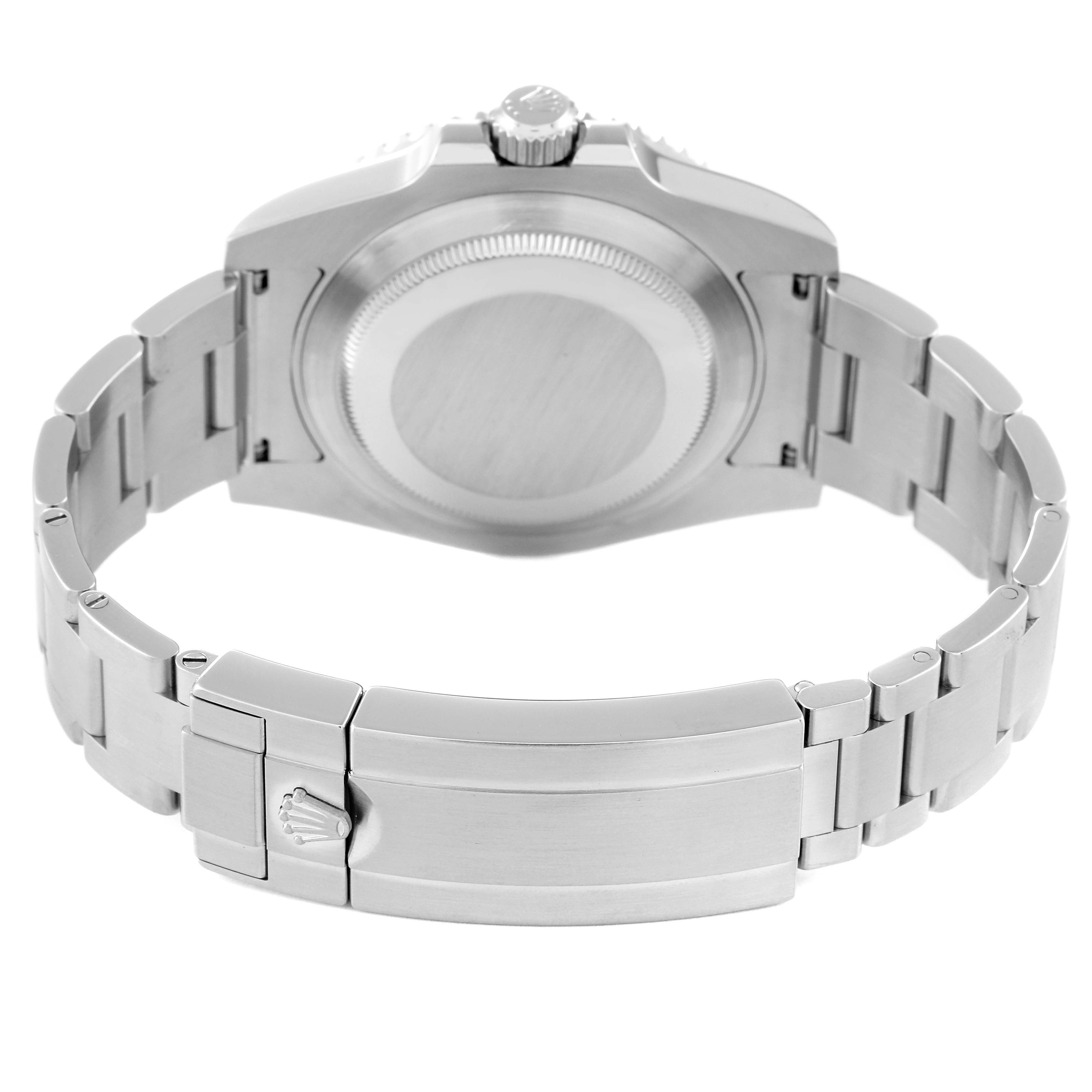 This image shows the back case, crown, and bracelet clasp of a Rolex Submariner 116610 Men's Stainless Steel Black Dial 116610 Men's Stainless Steel Black Dial watch from a rear angle.