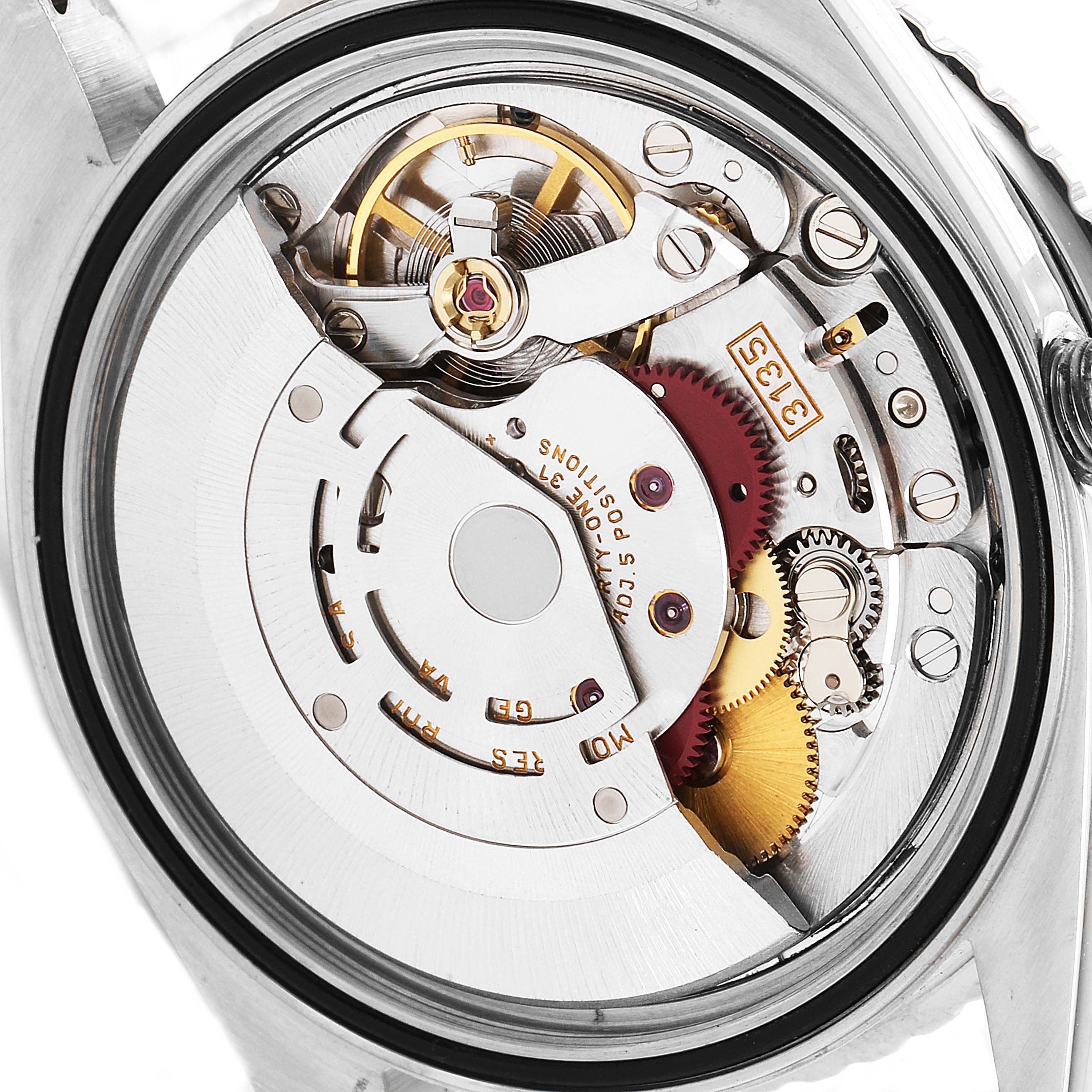 The image shows the inner mechanism of the Rolex Turn-o-Graph 16264 Men's Stainless Steel Black Dial 16264 Men's Stainless Steel Black Dial watch, highlighting its intricate parts and movement.