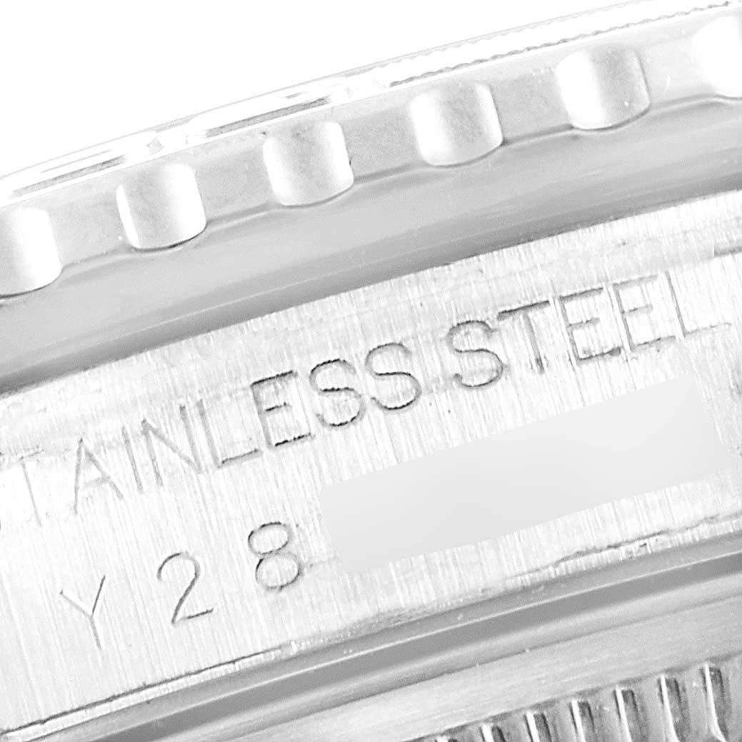 This image shows a close-up view of the stainless steel case and bezel of a Rolex Turn-o-Graph 16264 Men's Stainless Steel Black Dial 16264 Men's Stainless Steel Black Dial watch.