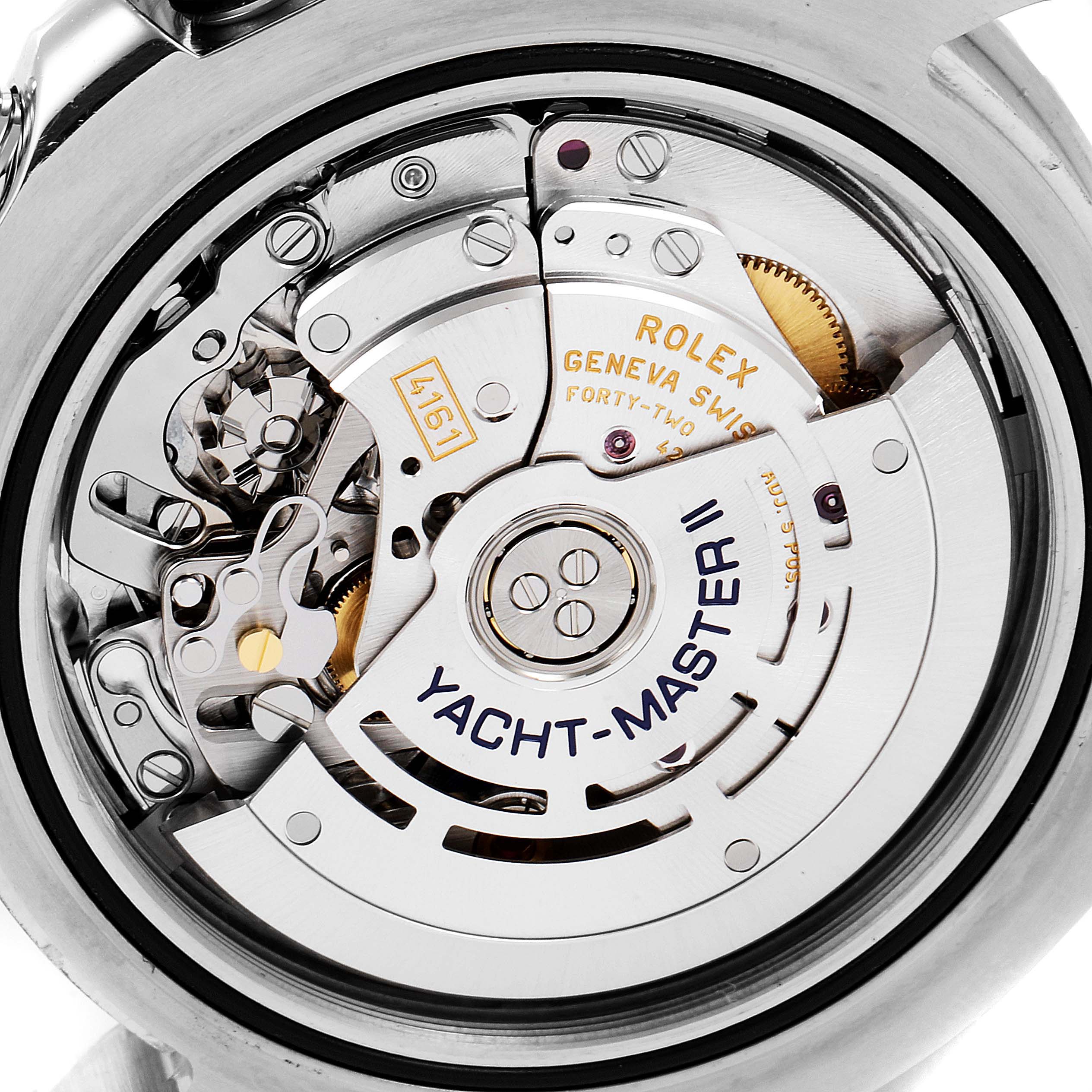 The image shows the internal movement mechanism of a Rolex Yacht-Master 116680 Men's Stainless Steel White Dial 116680 Men's Stainless Steel White Dial II watch from the back angle.