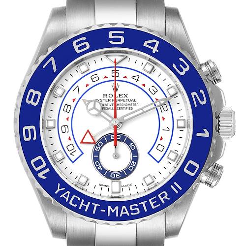 Photo of Rolex Yachtmaster II 44 Blue Cerachrom Bezel Mens Watch 116680 Box Card