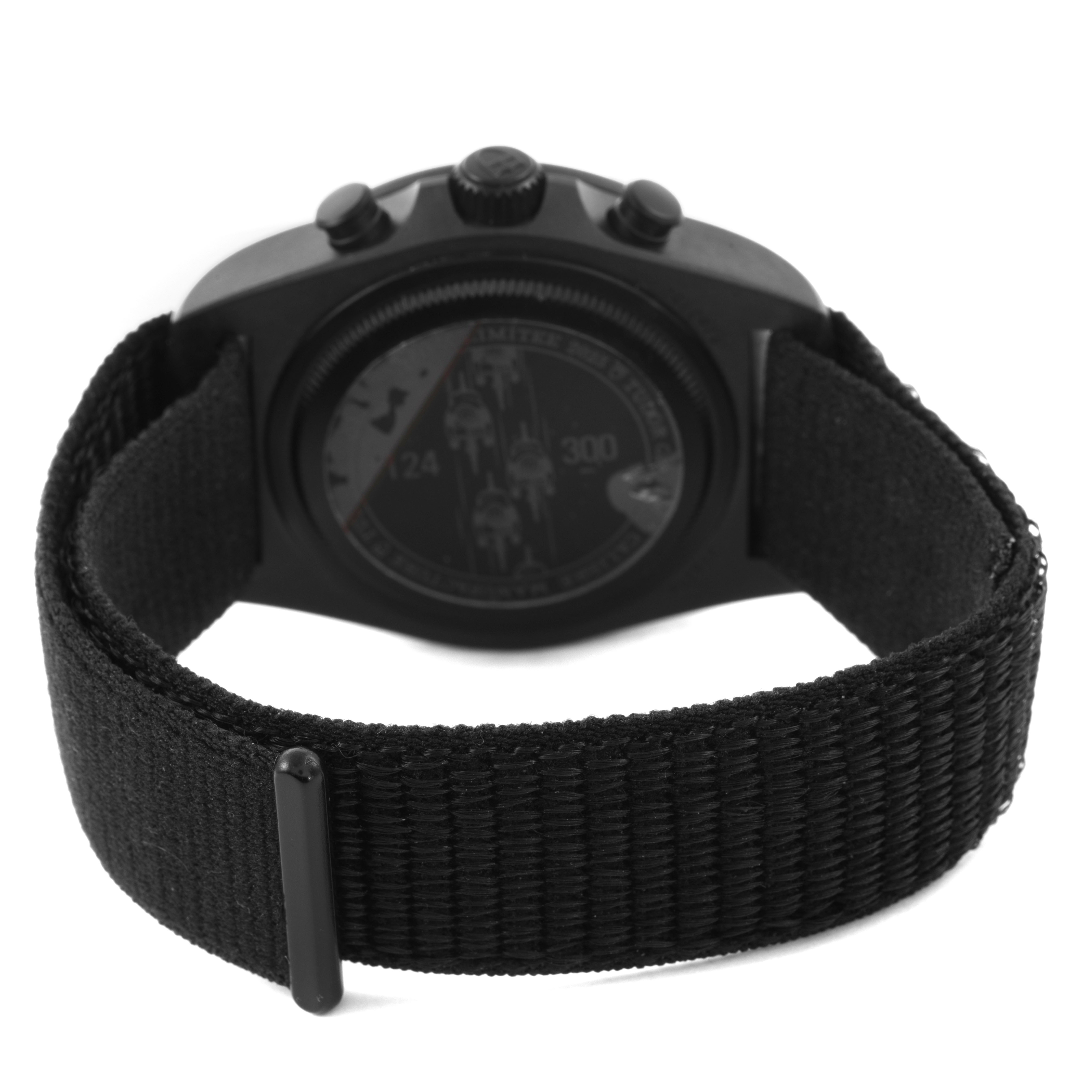 This Tudor Pelagos 25827KNJN Men's Titanium Black Dial watch is shown from the back, highlighting the strap and caseback.