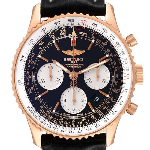 Photo of Breitling Navitimer 01 Rose Gold Black Dial Mens Watch RB0120 Box Papers