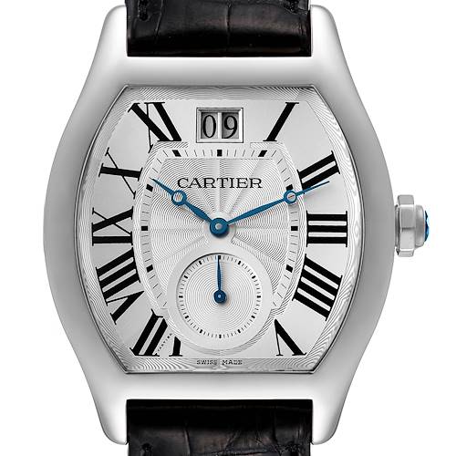 Photo of Cartier Tortue XL Silver Flinque Dial 18K White Gold Mens Watch W1556233